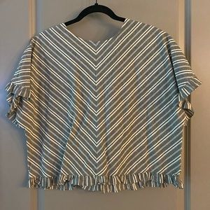 Grey Striped Short Sleeved Top